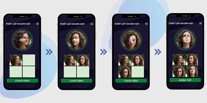 Chụp hình các góc mặt theo hướng dẫn của phần mềm