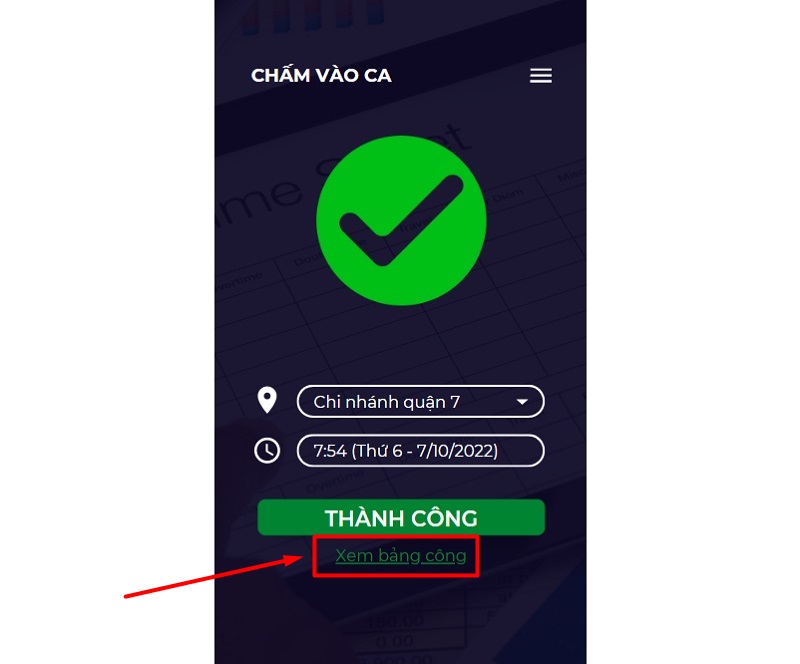 Nhấp chọn “Xem bảng công”